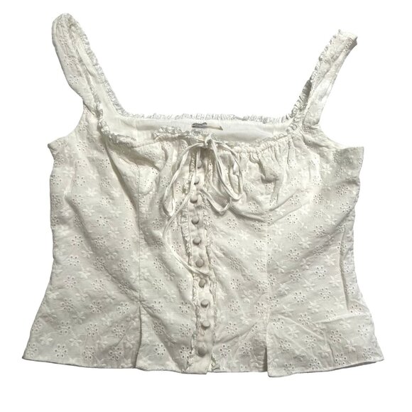 House of CB Juana Broderie Anglaise Corset Top in White - Picture 1 of 5